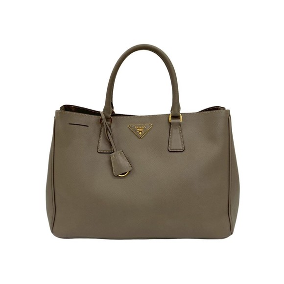 PRADA Gray Leather Saffiano Tote Bag - Picture 1 of 9
